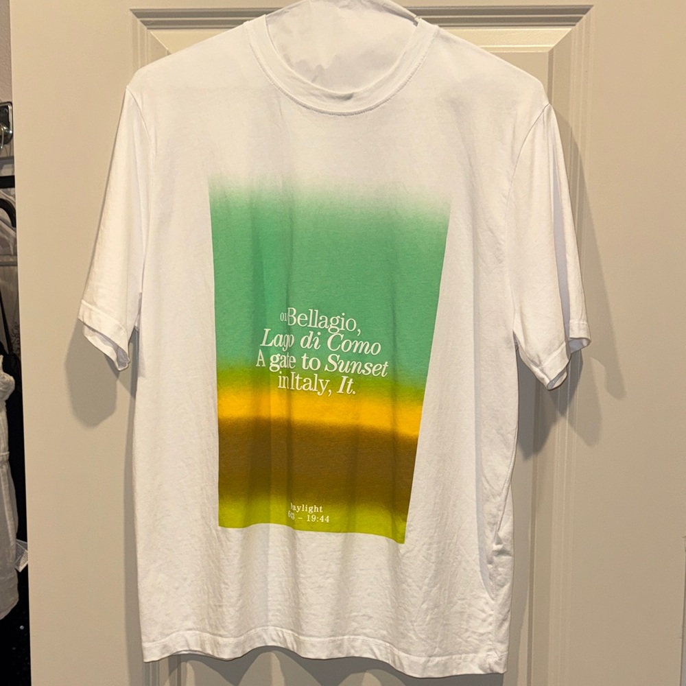 Zara White Tee with Green and Yellow Gradient